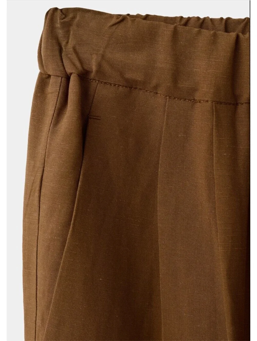MANGO Linen suit pants with elastic waistband